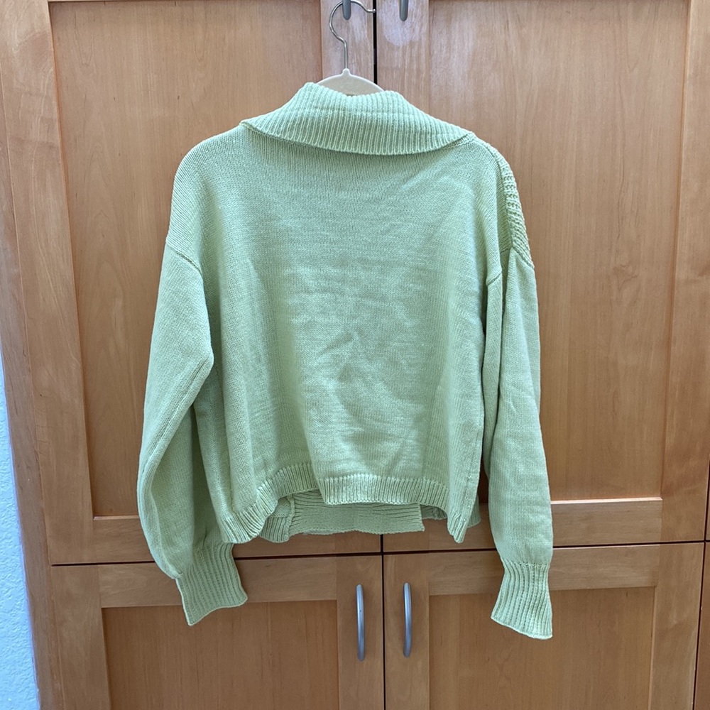 Mia Light Green Open Front Cardigan Sweater Size M Soft Cozy - Picture 4 of 4